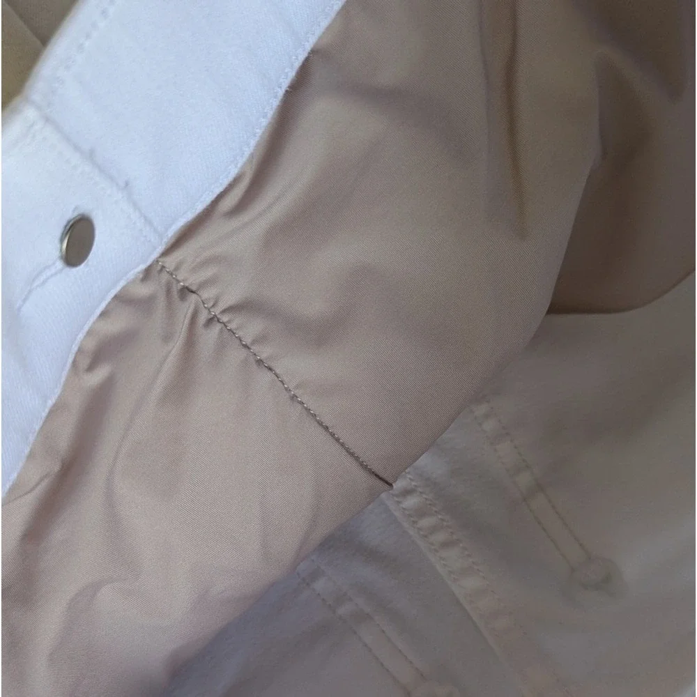 Spanx Wide Leg Pull On Crop Patch Pocket Jeans White Sz M